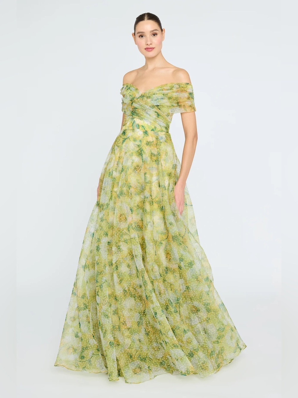 THEIA Ryan Off Shoulder A Line Gown